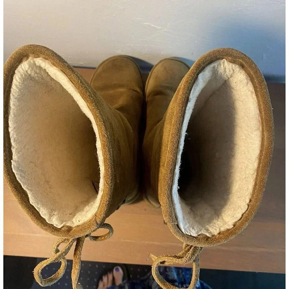 Bearpaw 1955W Phylly Mid Calf Boots in Hickory Suede Womens Size 7 Back Laces - Picture 8 of 15